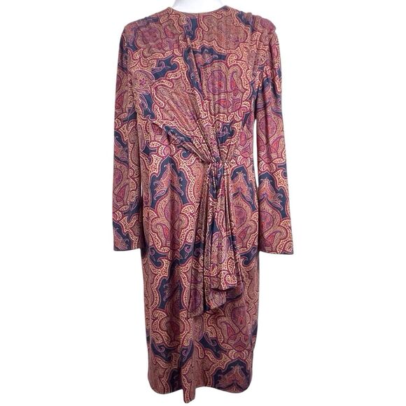 LUISA SPAGNOLI Wool Shift Dress Size 48 US 14 Long Sleeve Paisley Jewel Tones - Picture 1 of 16